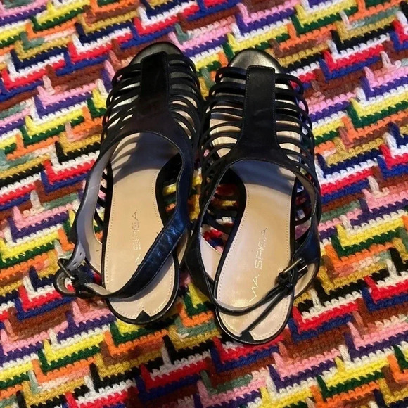 NWOT Via Spiga black heels  sandals - Picture 1 of 5